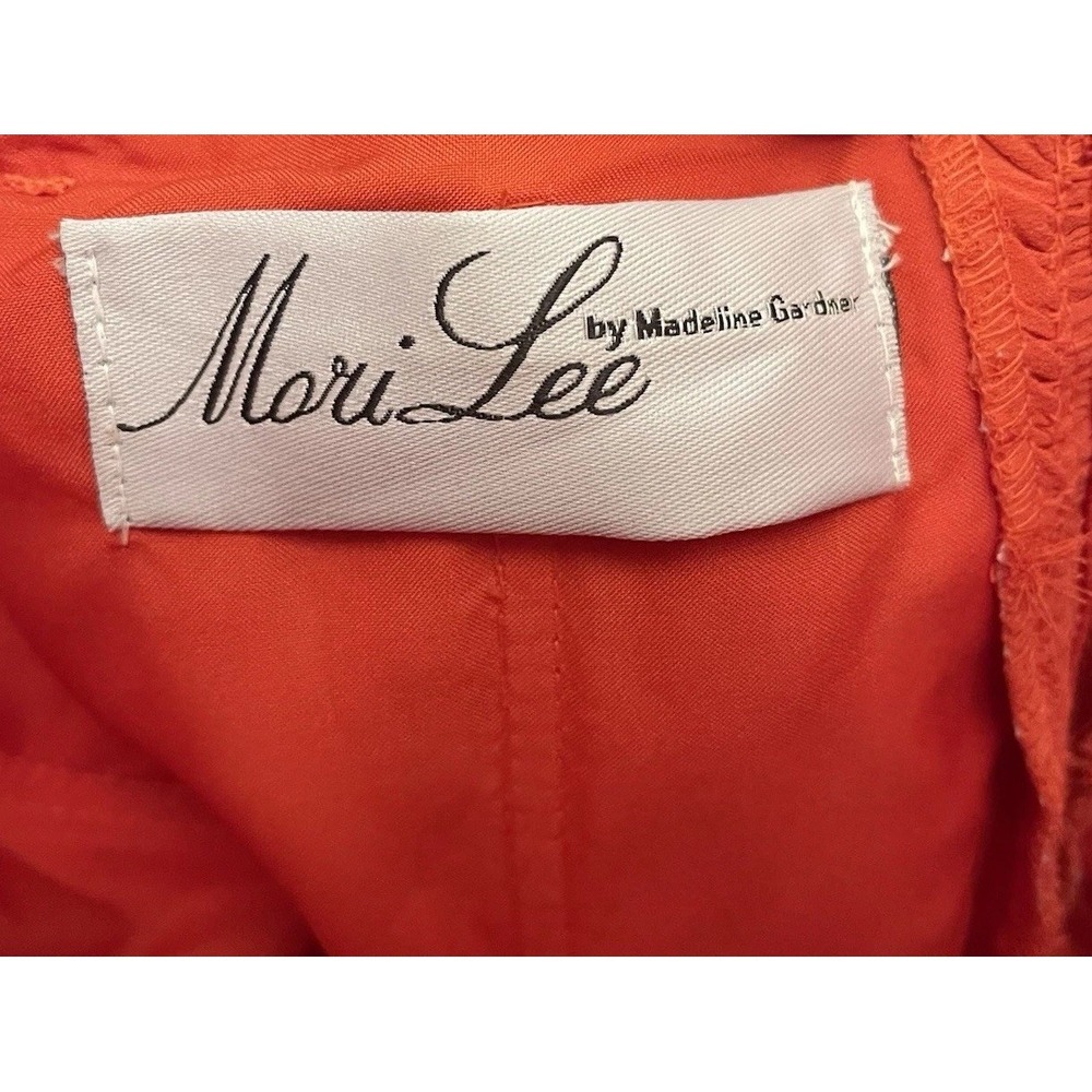 Morilee Strapless Orange Chiffon Empire Waist Dress Flowy Formal Prom Gown Event - Picture 4 of 10